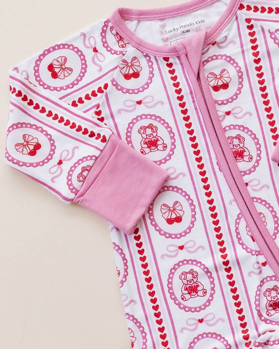 Bamboo Zip Romper | Cherry Bear: 6-12M