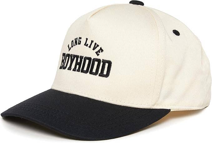 Kids/Baby Two Tone Cap - Long Live Boyhood - Black/Beige: Toddler (12-24 Months)