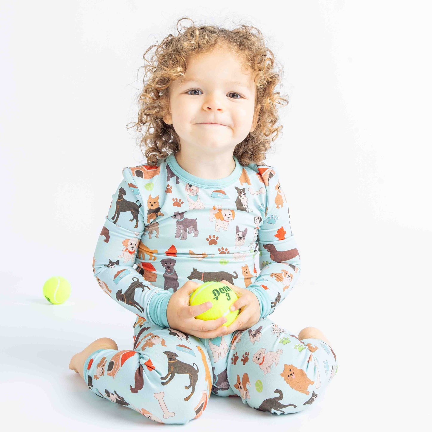 Dogs Bark Pets Kids Bamboo Pajamas Toddler Sleep Set: Blue/Multi / 2T