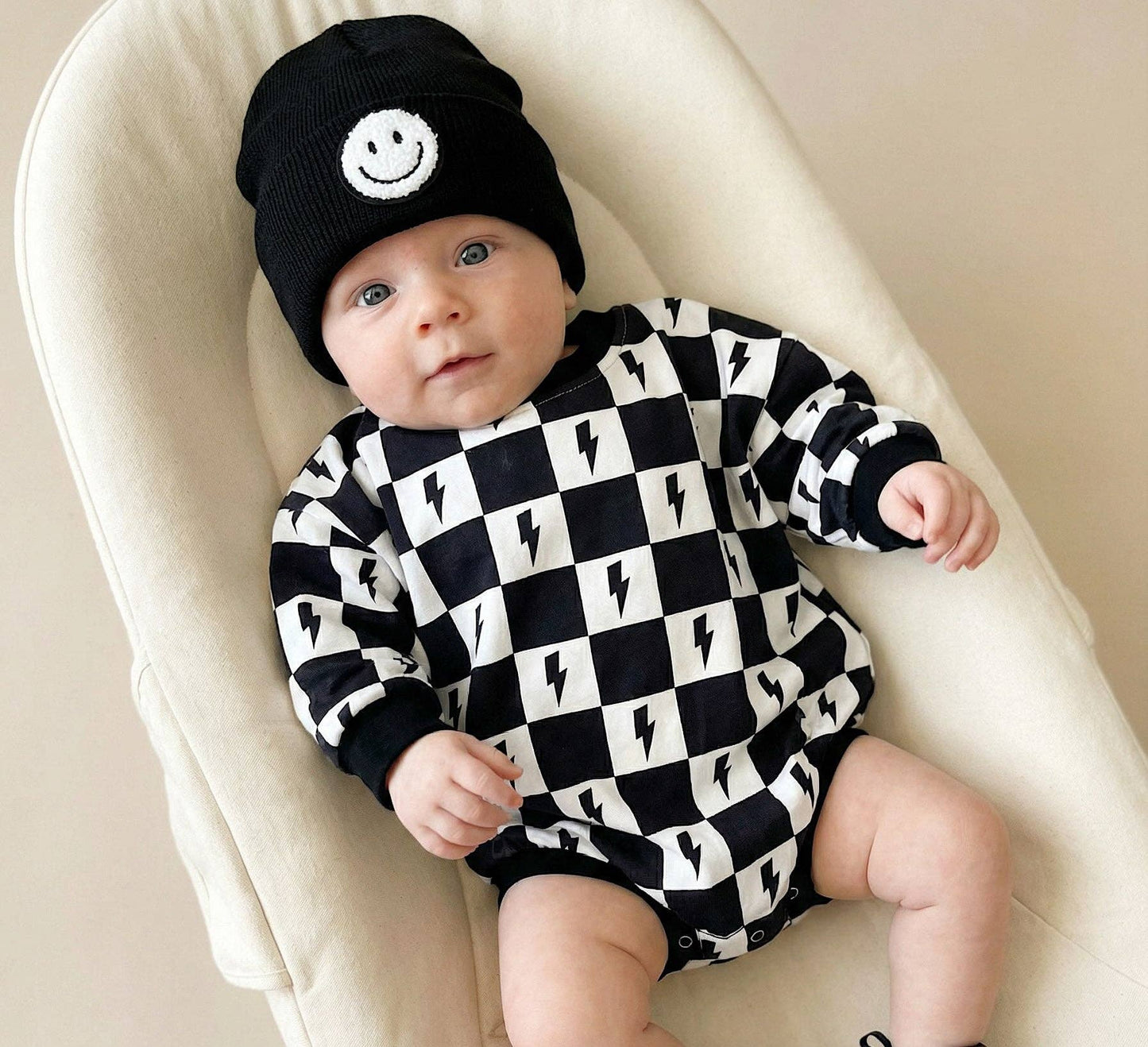 Bubble Romper | Charcoal Bolts: 18-24M