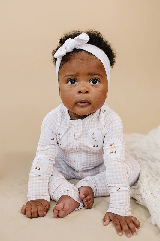 Bamboo Zip Romper | Gingham & Goose: 6-12M