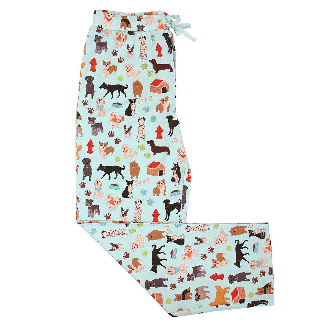 Dogs Bark Pets Adult Bamboo Pajamas Unisex Sleep Pants: Blue/Multi / M