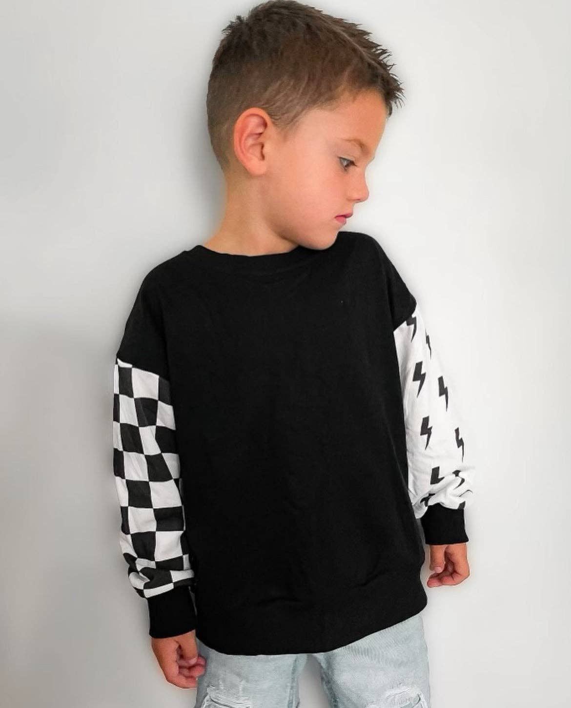 RAD • CREWNECK • CHECKERED + BOLTS: 12/18m