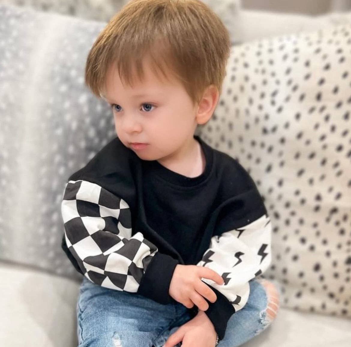 RAD • CREWNECK • CHECKERED + BOLTS: 12/18m