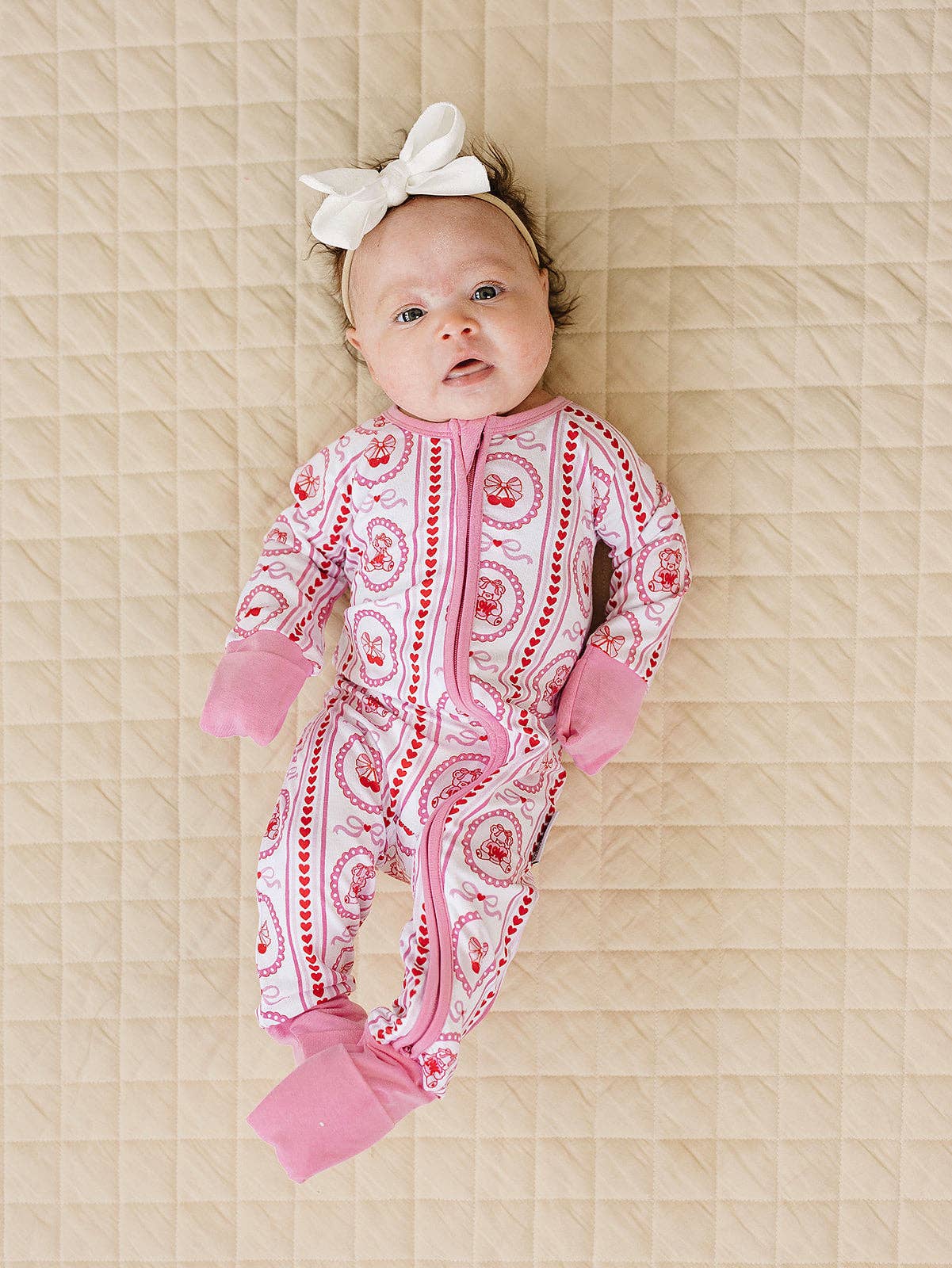 Bamboo Zip Romper | Cherry Bear: 3-6M