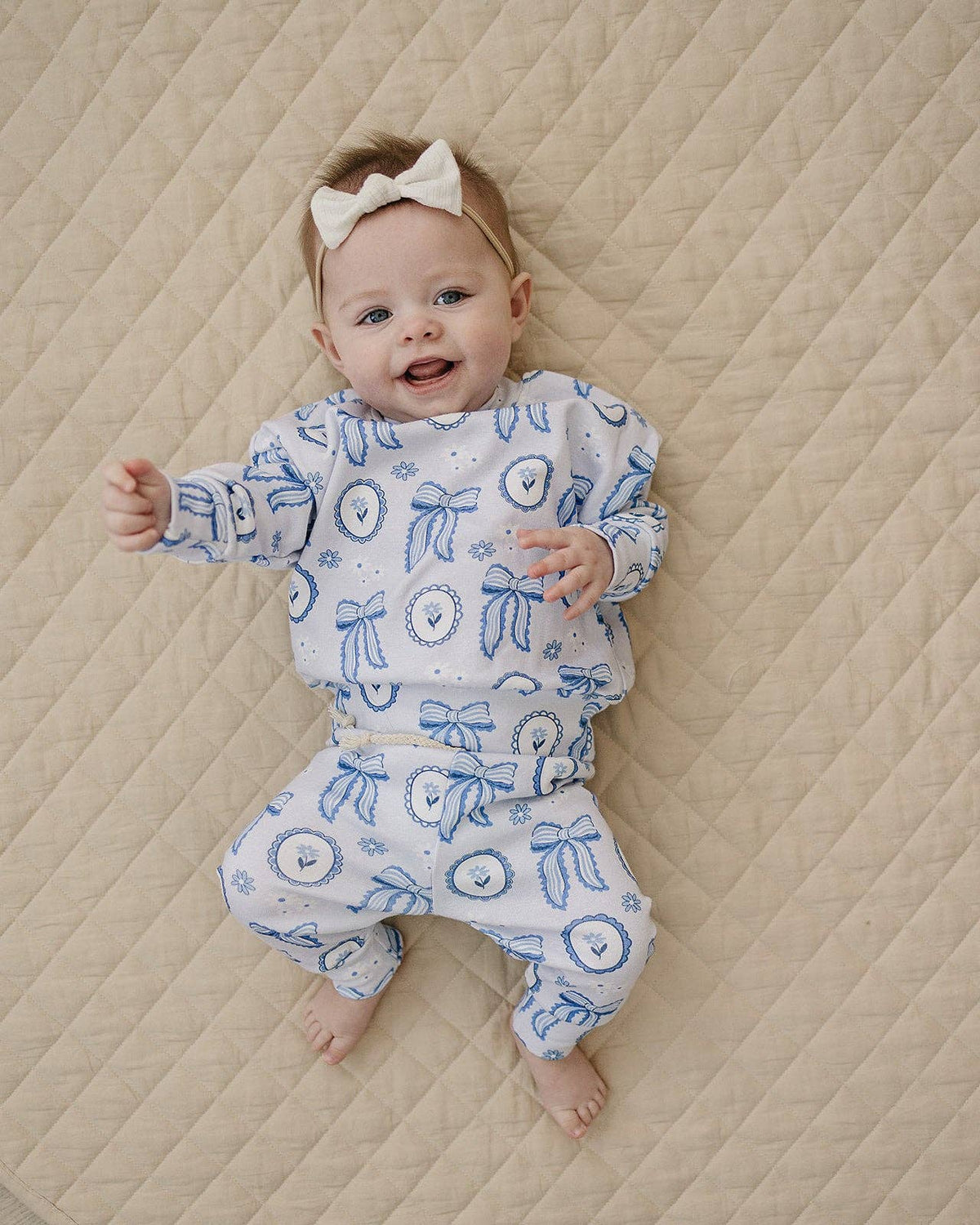 Jogger Set | Blue Bow: 12-18M