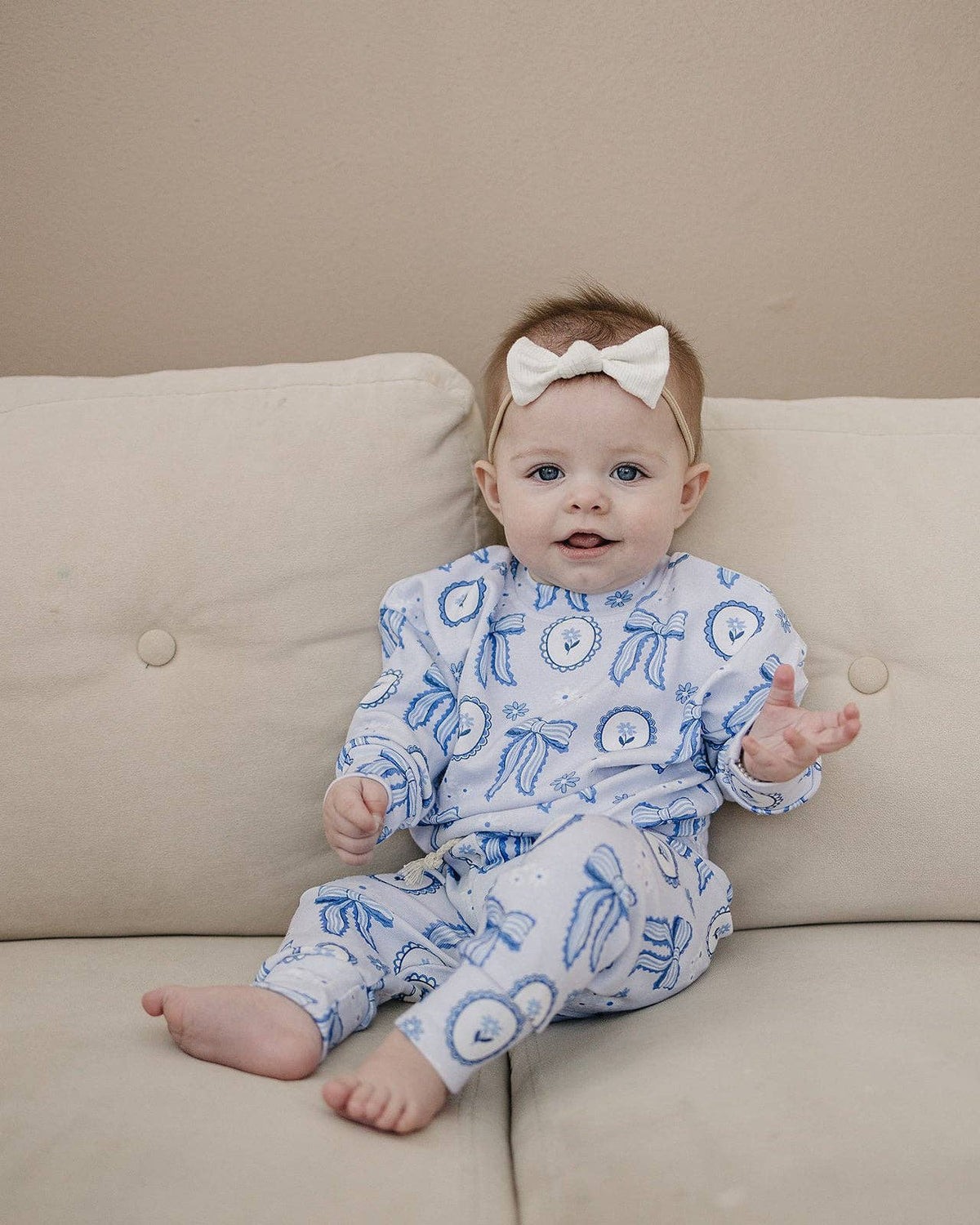 Jogger Set | Blue Bow: 12-18M
