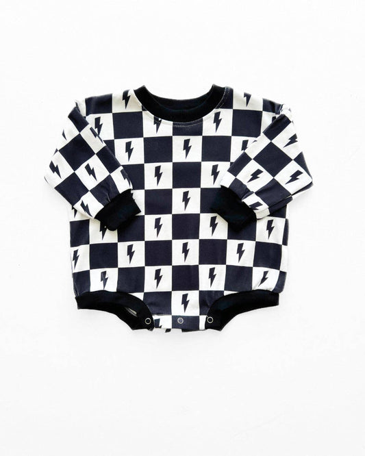 Bubble Romper | Charcoal Bolts: 18-24M