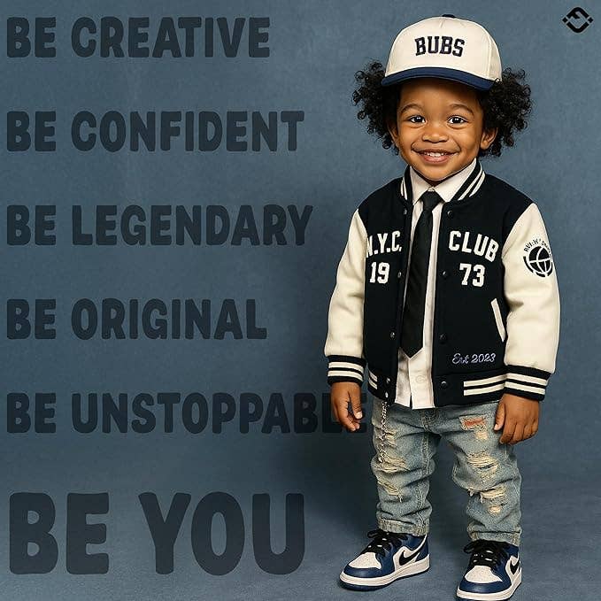 Kids/Baby Two Tone Vintage Cap - Bubs (Navy/Beige): Toddler (12-24 Months)
