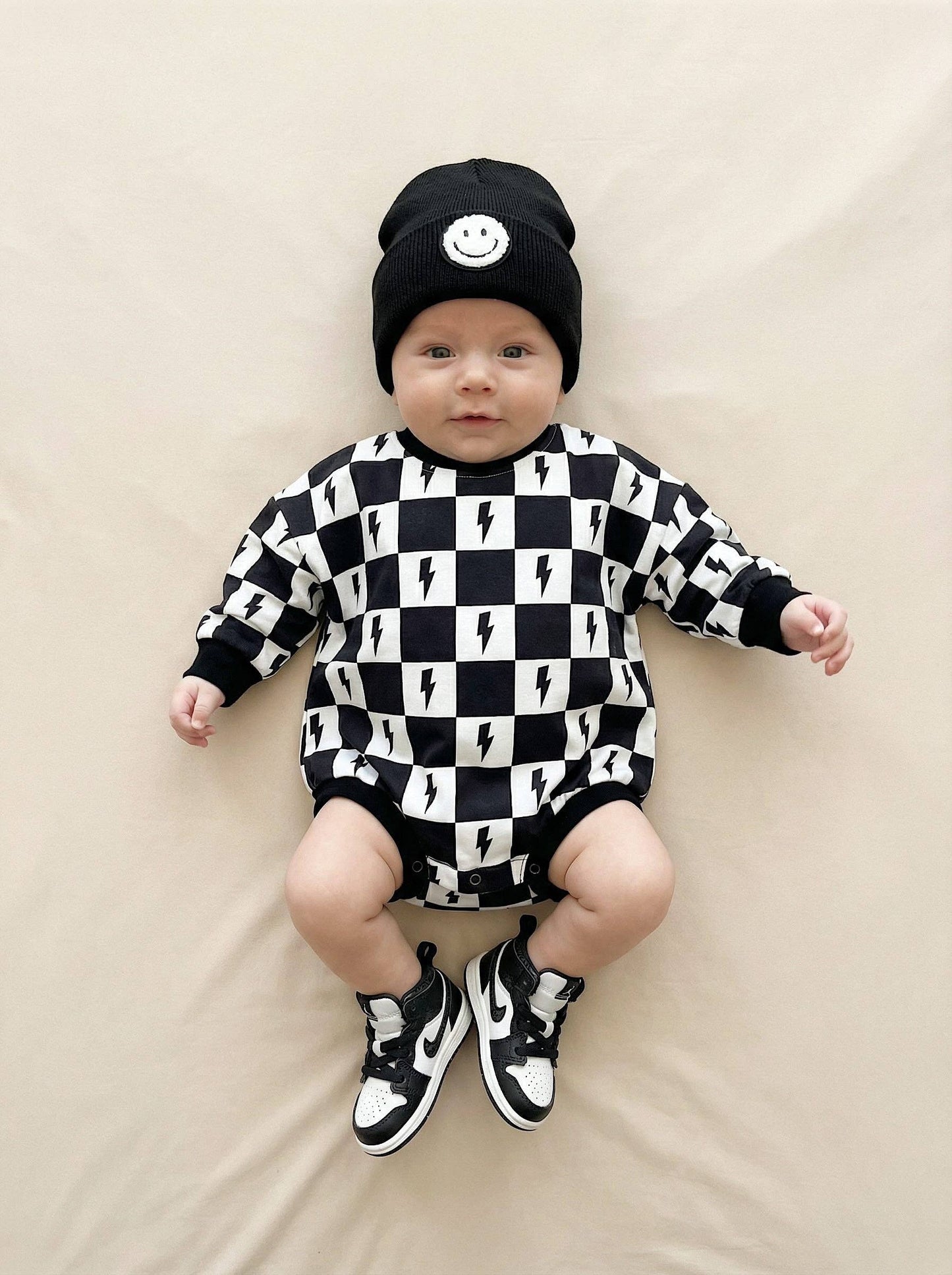 Bubble Romper | Charcoal Bolts: 18-24M