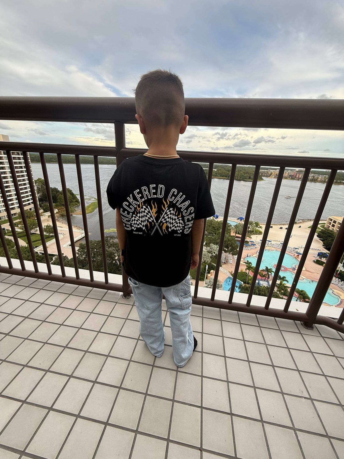 CHECKERED CHASER • BAMBOO TEE: 12/18m