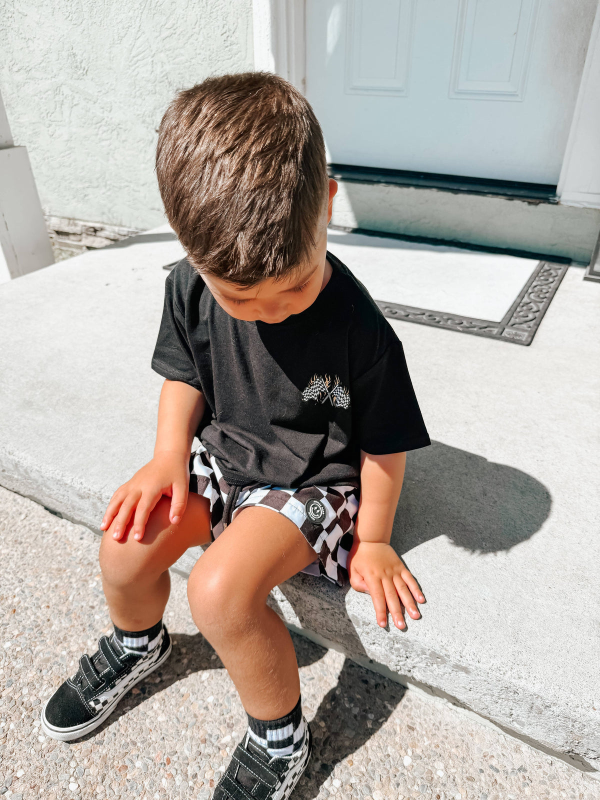 CHECKERED CHASER • BAMBOO TEE: 12/18m