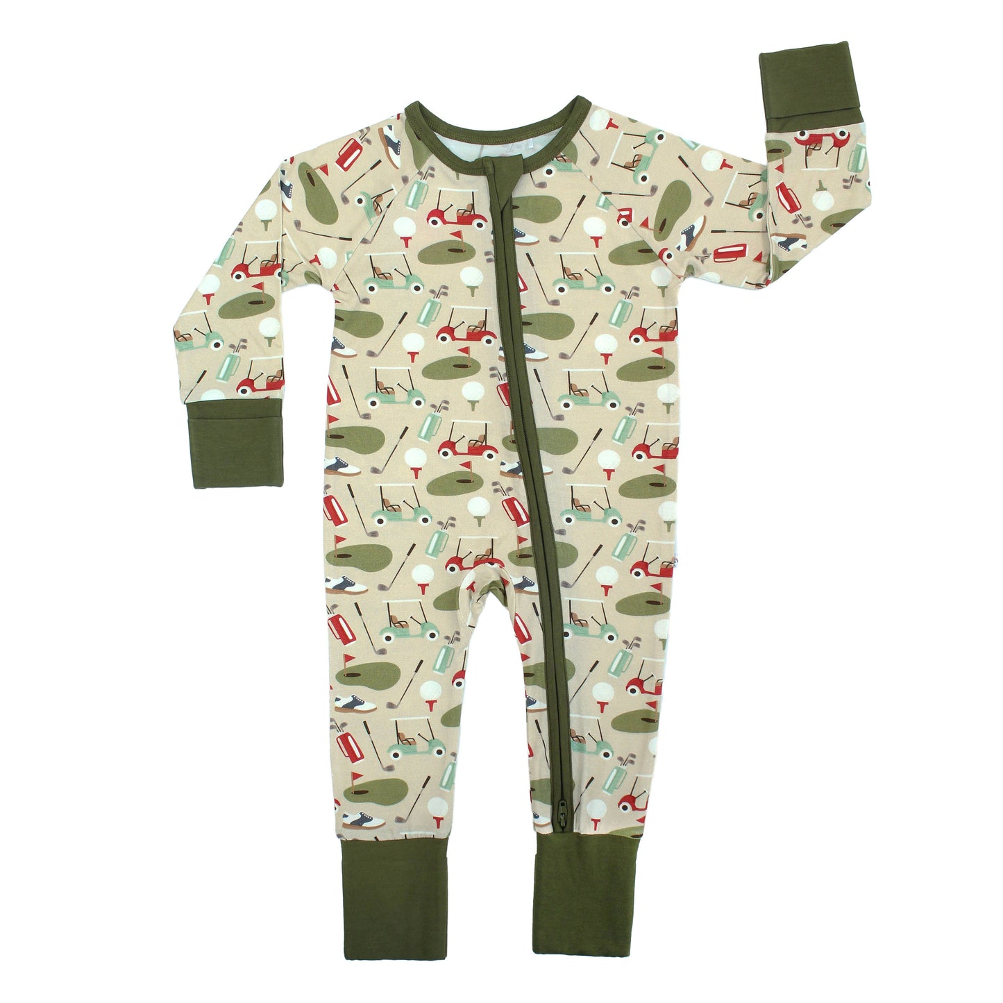 Tee Time Golf Bamboo Convertible Baby Pajamas: Green/Multi / 12-18M