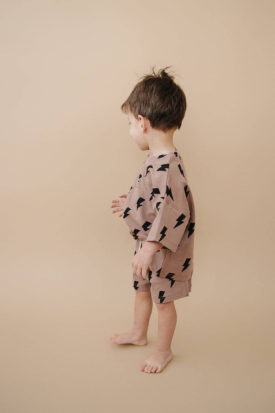 Shorts Set | Mocha Bolts: 3T