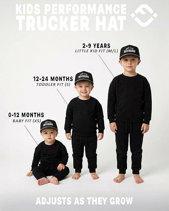 Kid's Golf Hat - Long Live Boyhood - Black: X-Small