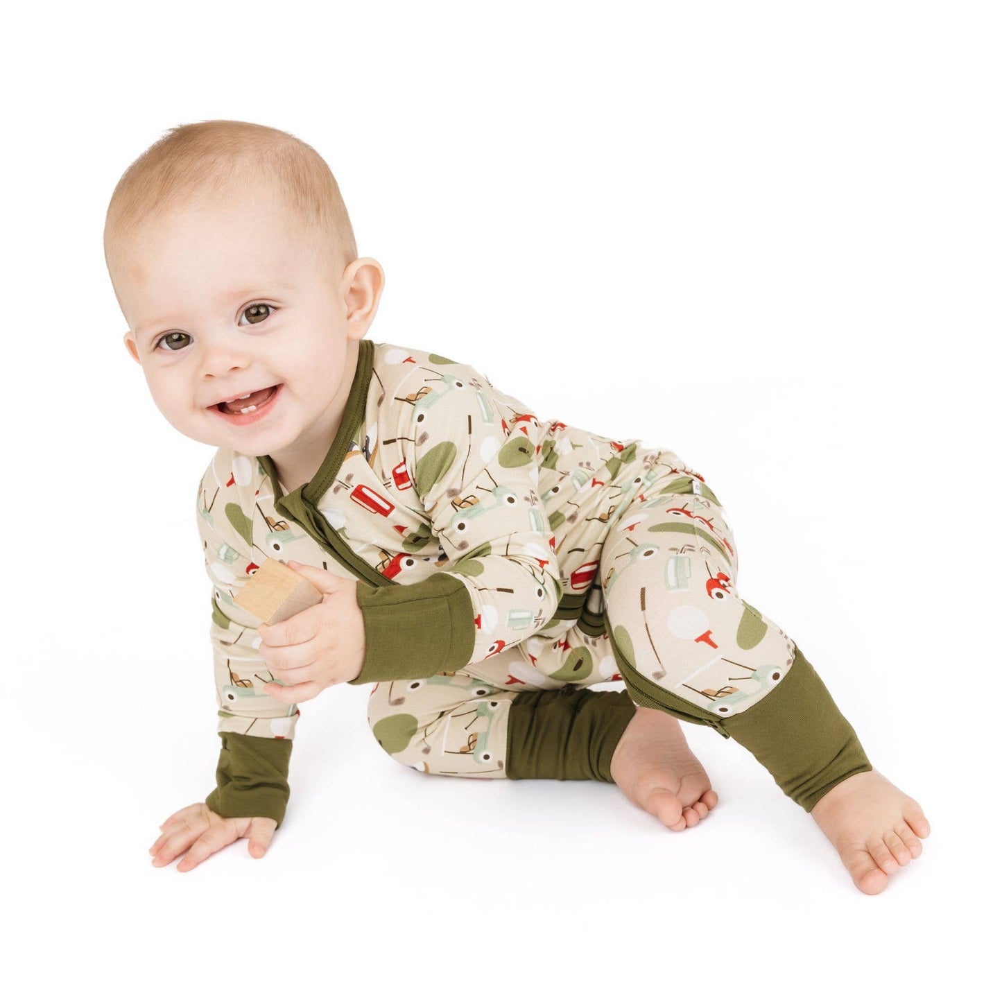Tee Time Golf Bamboo Convertible Baby Pajamas: Green/Multi / 12-18M