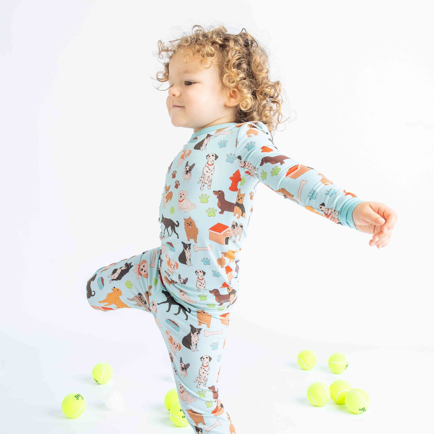 Dogs Bark Pets Kids Bamboo Pajamas Toddler Sleep Set: Blue/Multi / 2T