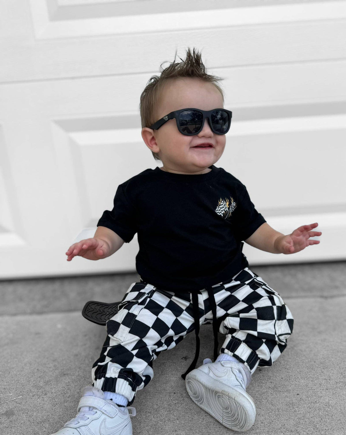 CHECKERED CHASER • BAMBOO TEE: 12/18m