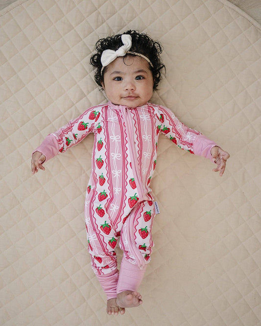 Bamboo Zip Romper | Strawberry: 18-24M
