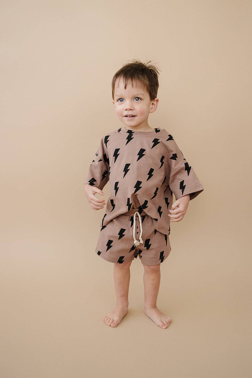 Shorts Set | Mocha Bolts: 3T
