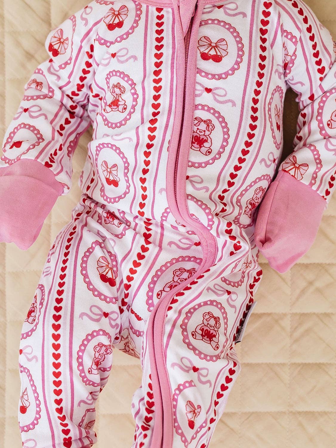 Bamboo Zip Romper | Cherry Bear: 6-12M