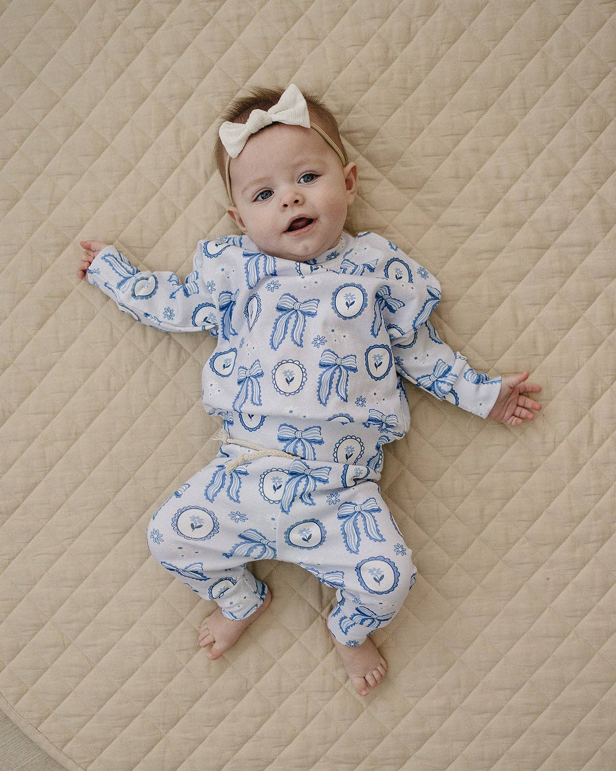 Jogger Set | Blue Bow: 12-18M