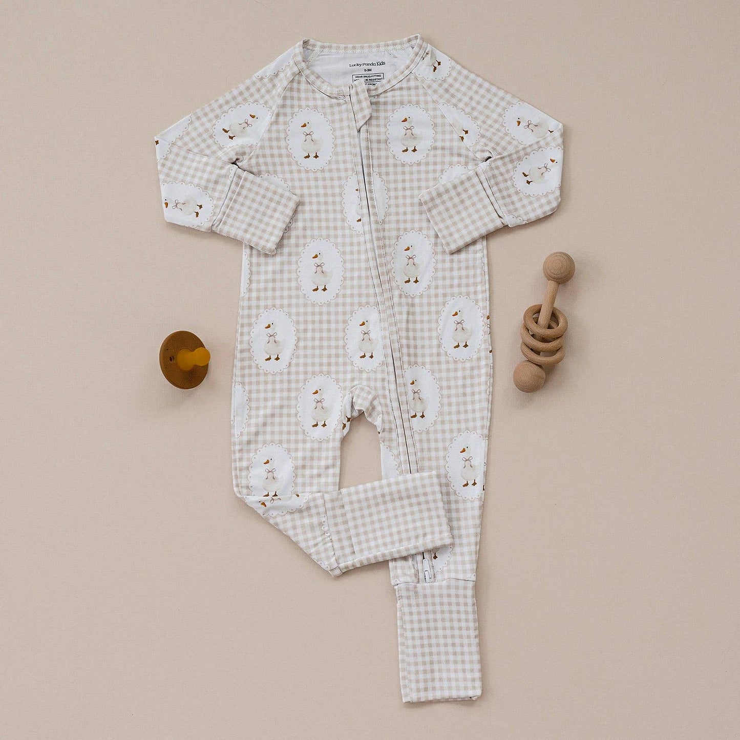 Bamboo Zip Romper | Gingham & Goose: 3-6M