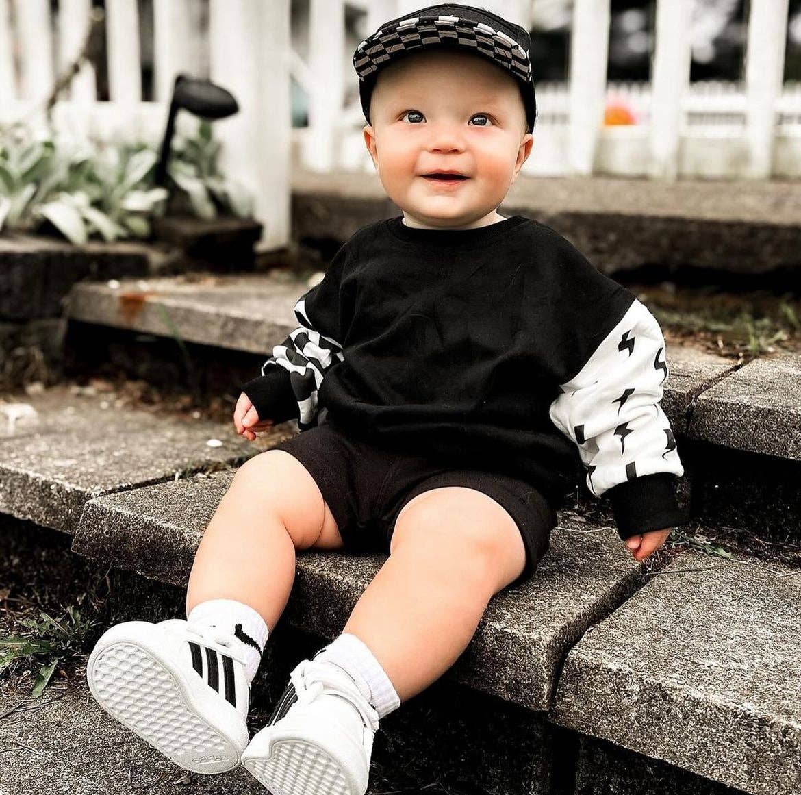 RAD • CREWNECK • CHECKERED + BOLTS: 12/18m