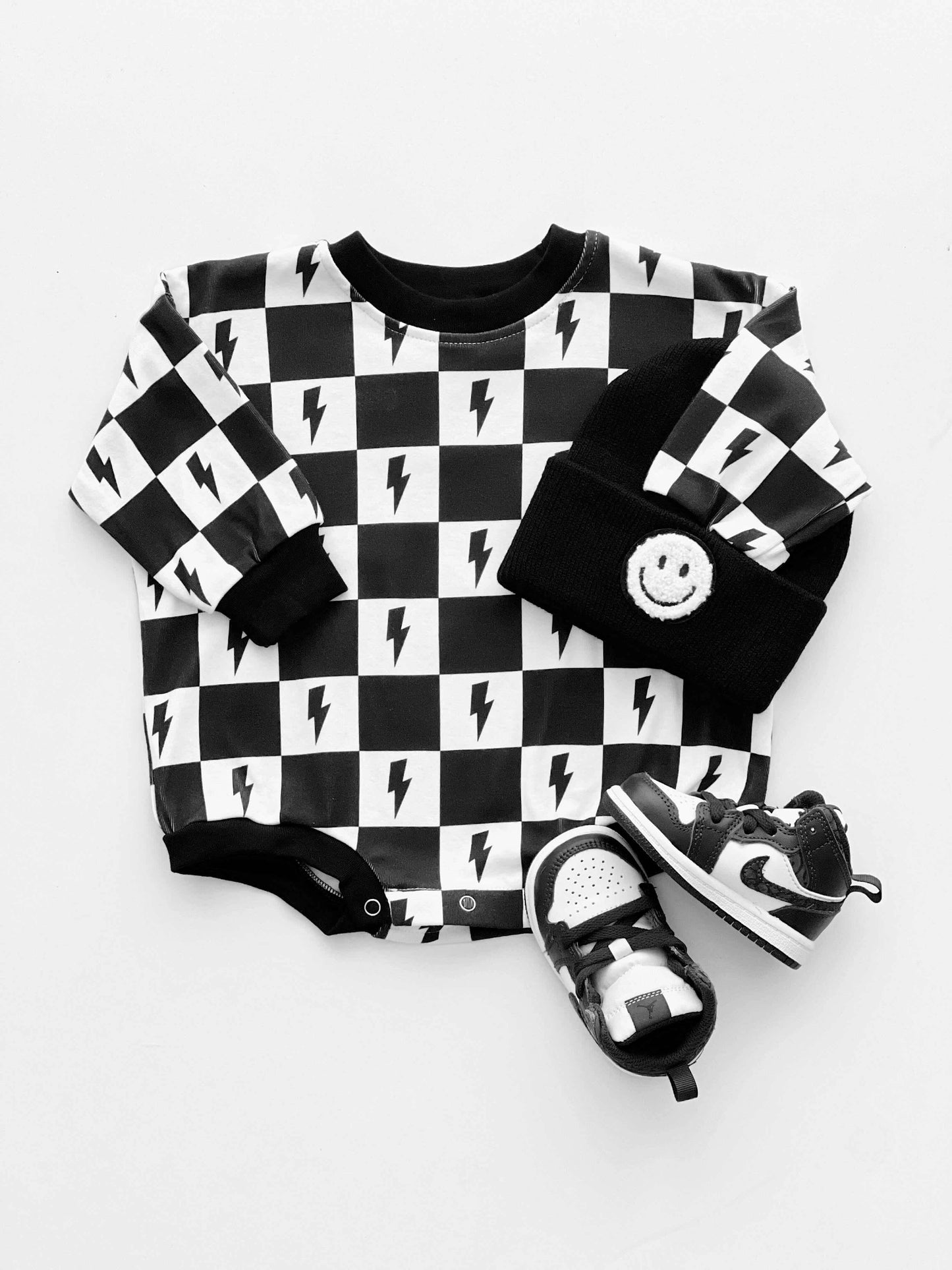 Bubble Romper | Charcoal Bolts: 12-18M