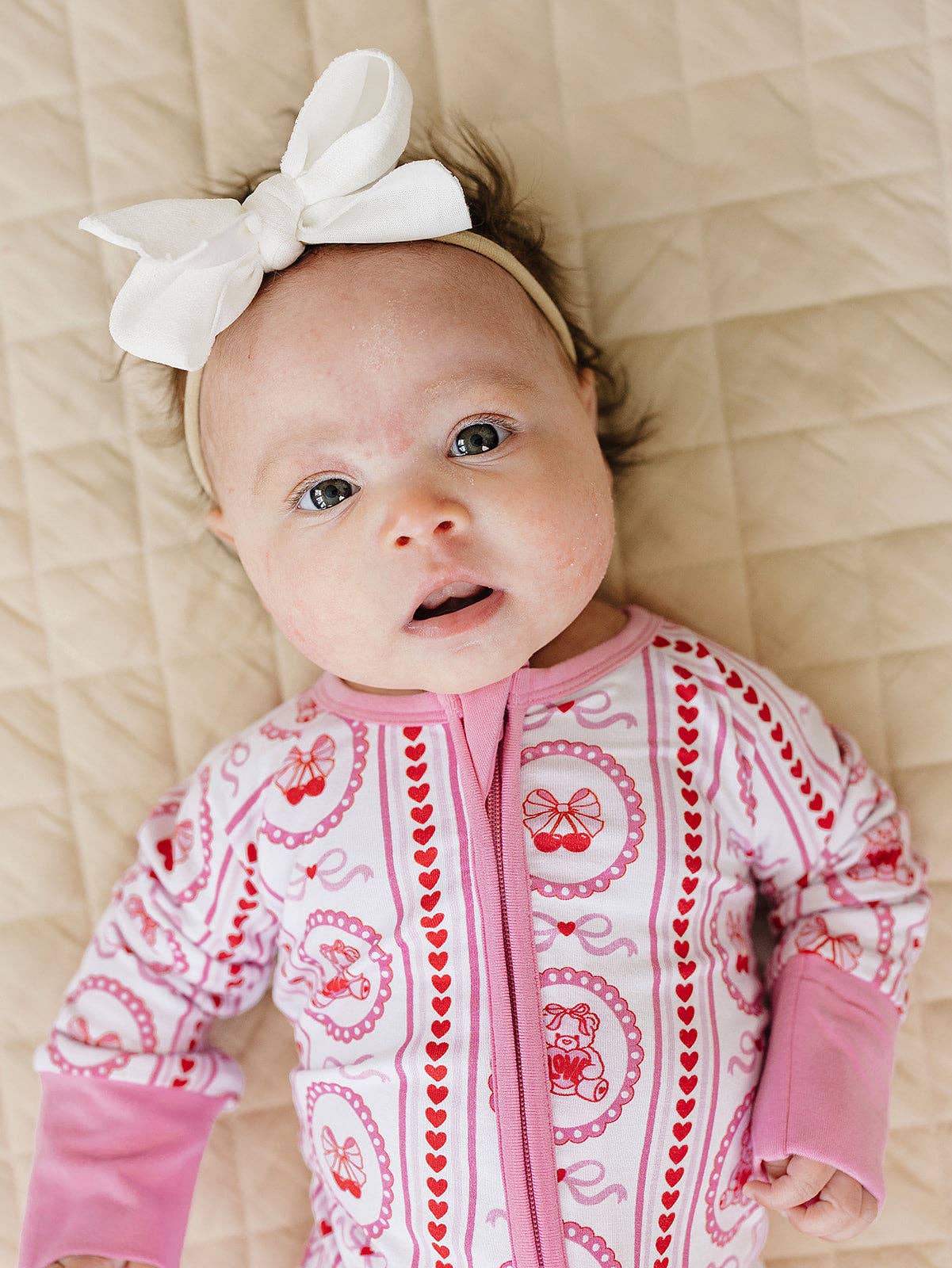 Bamboo Zip Romper | Cherry Bear: 6-12M