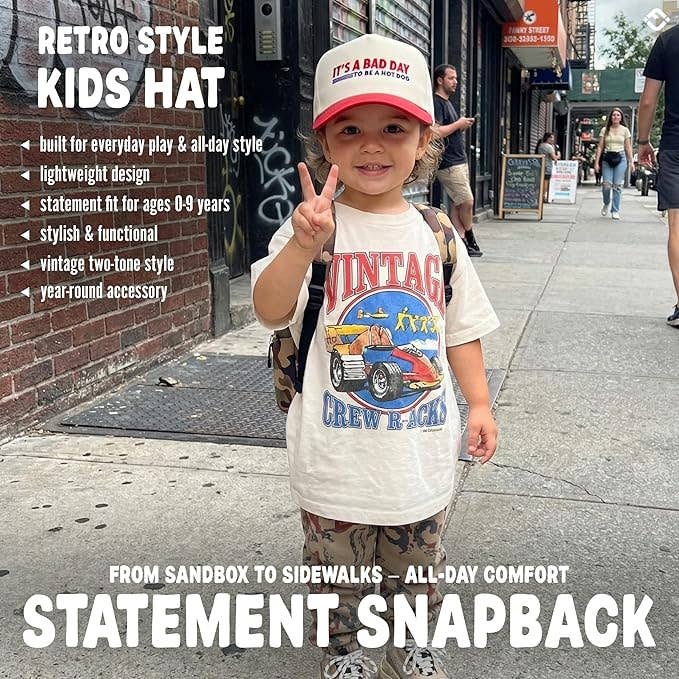 Kid/Baby 2-Tone Cap: It's a Bad Day to Be a Hot Dog: Infant (0-12 Months)