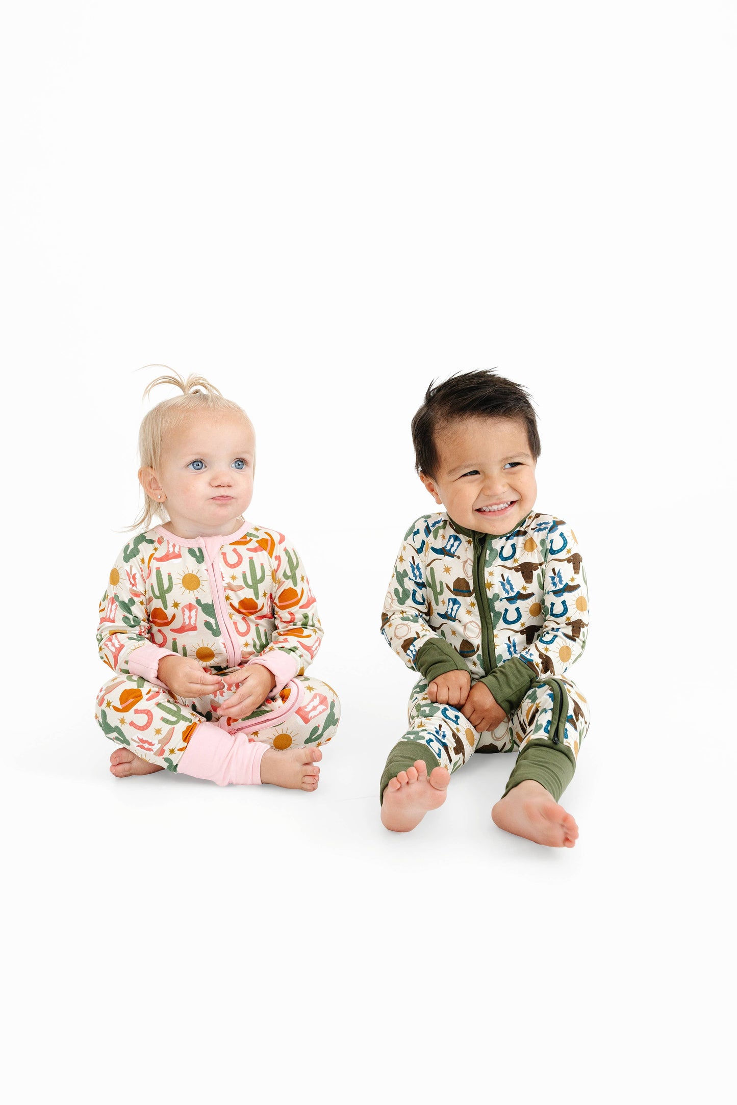 Hey Y'all Western Bamboo Convertible Baby Pajamas: Pink/Multi / 12-18M