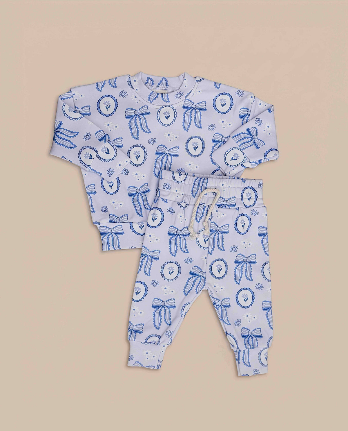 Jogger Set | Blue Bow: 12-18M