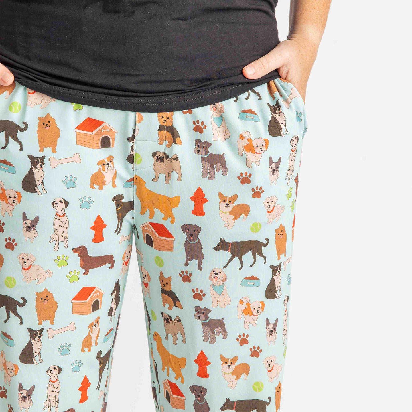 Dogs Bark Pets Adult Bamboo Pajamas Unisex Sleep Pants: Blue/Multi / M