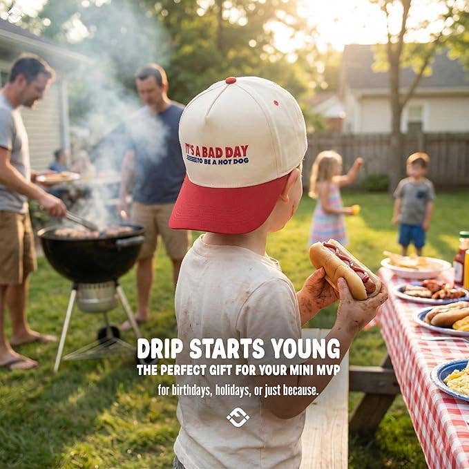 Kid/Baby 2-Tone Cap: It's a Bad Day to Be a Hot Dog: Infant (0-12 Months)