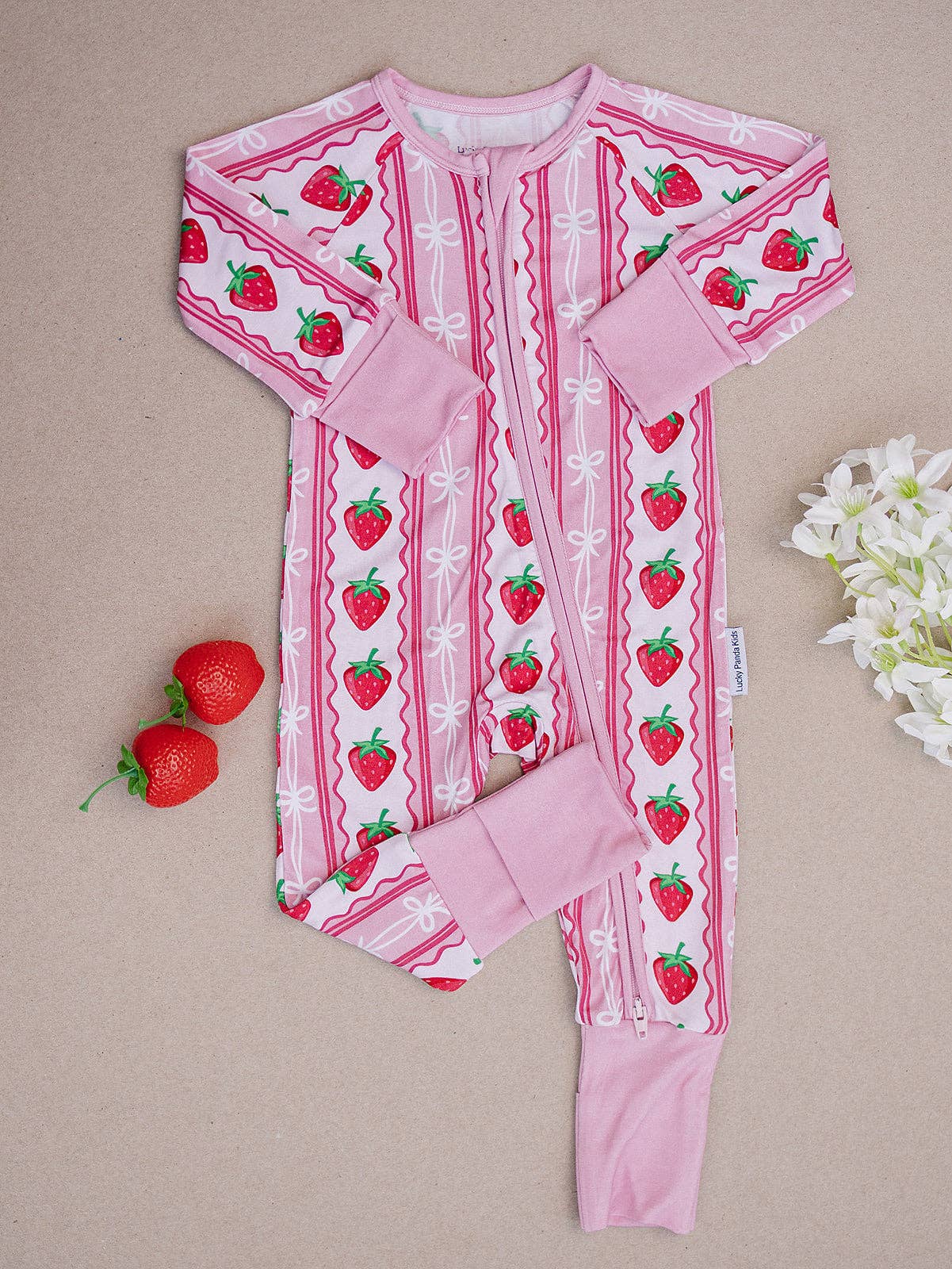 Bamboo Zip Romper | Strawberry: 6-12M