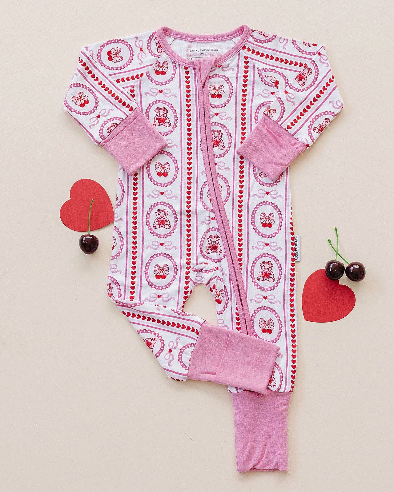 Bamboo Zip Romper | Cherry Bear: 12-18M