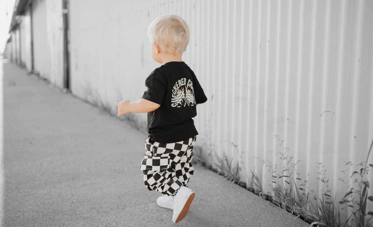 CHECKERED CHASER • BAMBOO TEE: 12/18m