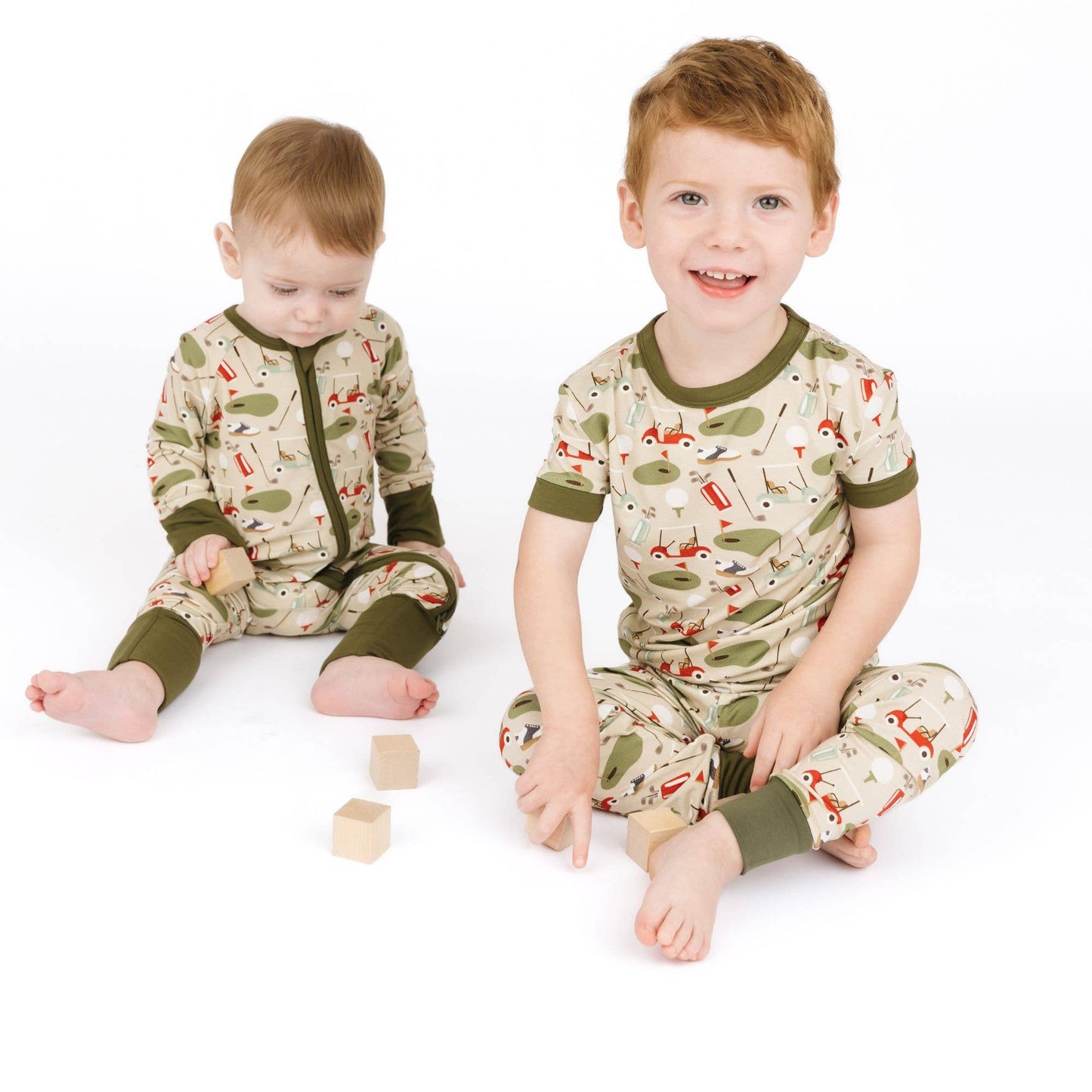 Tee Time Golf Bamboo Convertible Baby Pajamas: Green/Multi / 18-24M