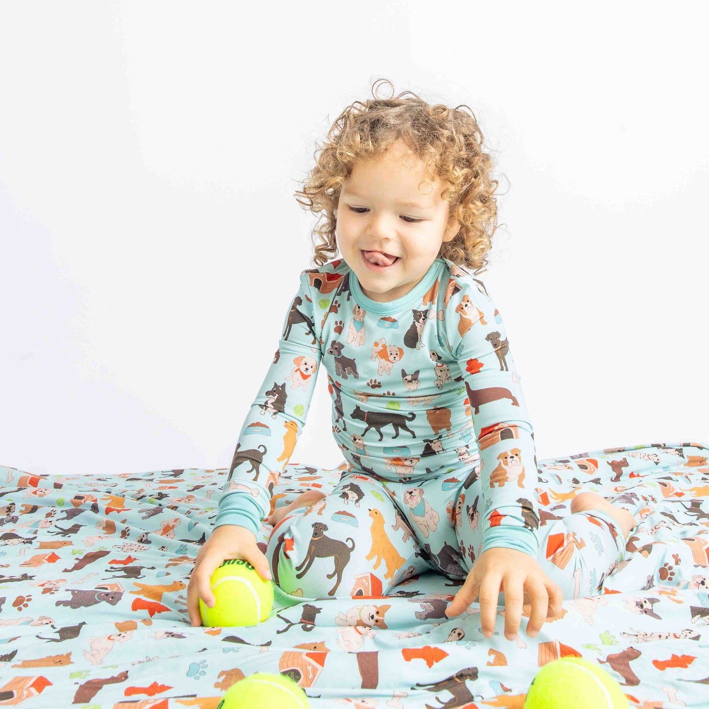 Dogs Bark Pets Kids Bamboo Pajamas Toddler Sleep Set: Blue/Multi / 2T